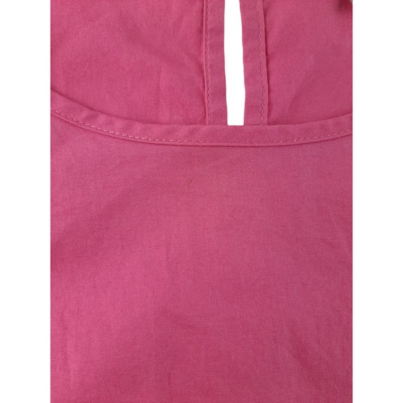 J Crew Women's Pink Cotton Poplin 3/4 Ruffle Sleeve Shift Top Blouse Keyhole 6 - Picture 7 of 7
